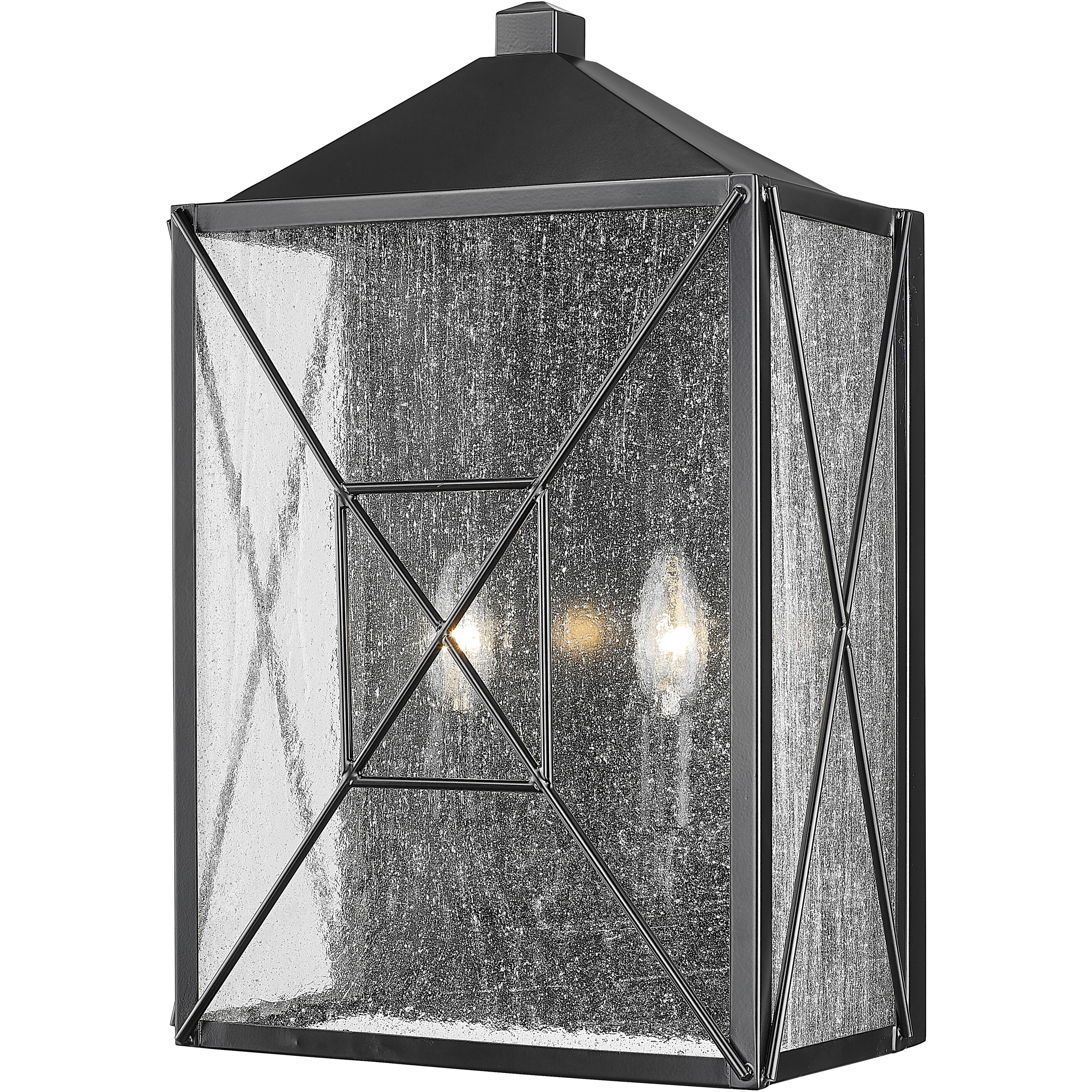 Caswell 2 Light 18 inch Powder Coated Black Outdoor Wall Sconce